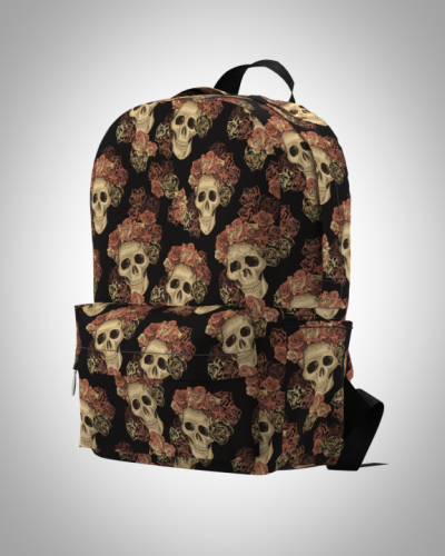 Рюкзак 30*40см "черепа на день мертвых на черном" с укрепленной спинкой и регулируемыми лямками