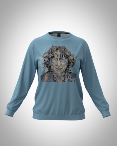 Свитшот  женский "Ленон на голубом" классический 3D, с круглым воротом