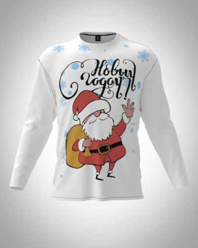 Лонгслив мужской "Дед Мороз" классический 3D, футболка с длинным рукавом