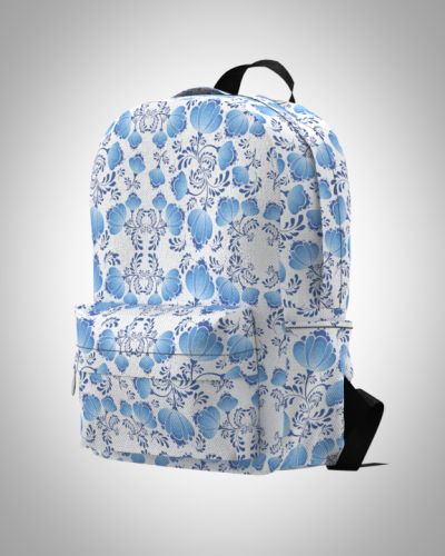 Рюкзак 30*40см "Гжель цветы калейдоскоп" с укрепленной спинкой и регулируемыми лямками