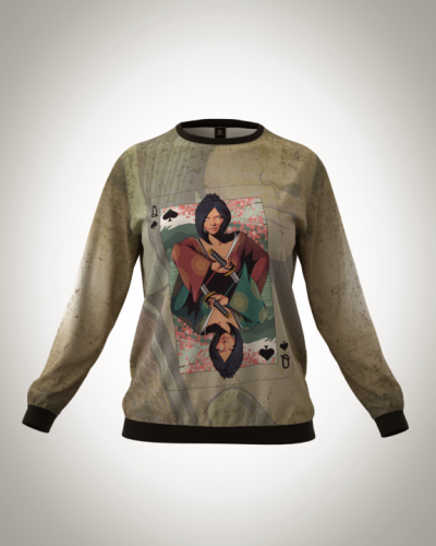 Свитшот  женский "Карта гейши" классический 3D, с круглым воротом