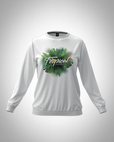 Свитшот  женский "Tropical" классический 3D, с круглым воротом