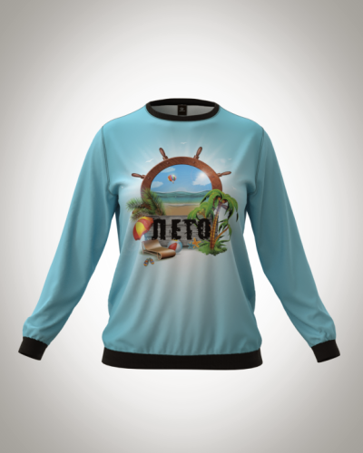 Свитшот  женский "Лето у штурвала" классический 3D, с круглым воротом