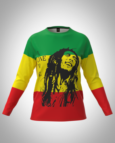 Лонгслив женский "Боб Марли love" классический 3D, туника, футболка с длинным рукавом