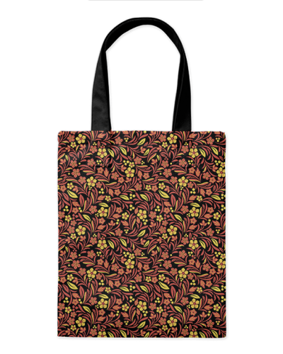 Шоппер "Хохлома цветы" 35*40см сумка повседневная, простая, но удобная 