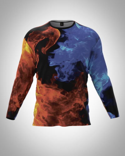 Лонгслив мужской "Огонь и лед" классический 3D, футболка с длинным рукавом