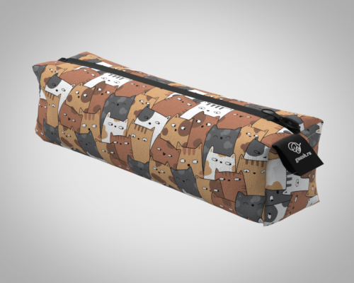 Пенал 20*5*5см "Коты 1" школьный, удобный, на молнии 