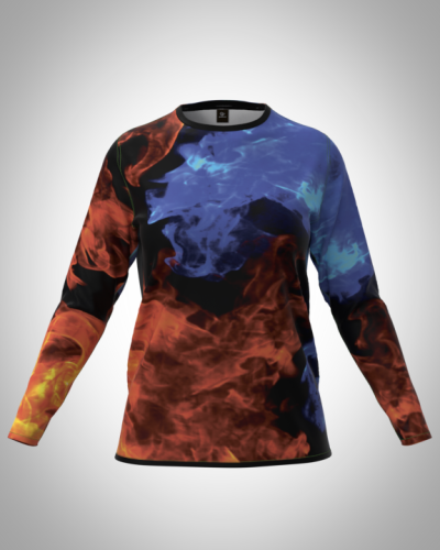 Лонгслив женский "Огонь и лед" классический 3D, туника, футболка с длинным рукавом
