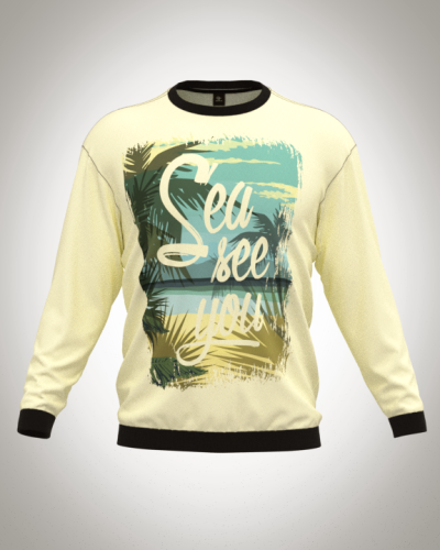 Свитшот  мужской "Sea see you" классический 3D, с круглым воротом
