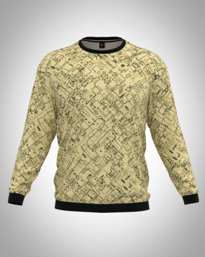 Свитшот  мужской "Хаки 6" классический 3D, с круглым воротом