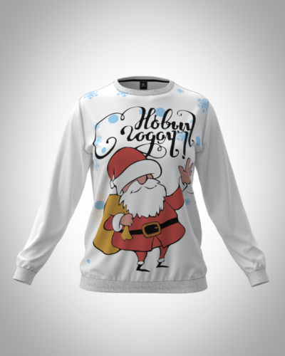 Свитшот  женский "Дед мороз" классический 3D, с круглым воротом