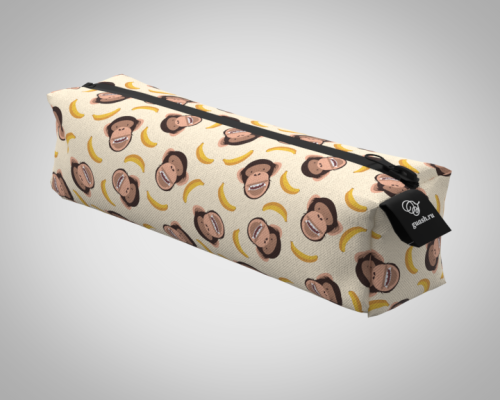 Пенал 20*5*5см "Макака с бананом" школьный, удобный, на молнии 