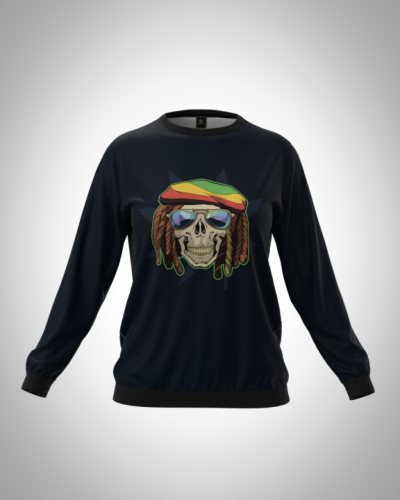 Свитшот  женский "Череп на позитиве" классический 3D, с круглым воротом