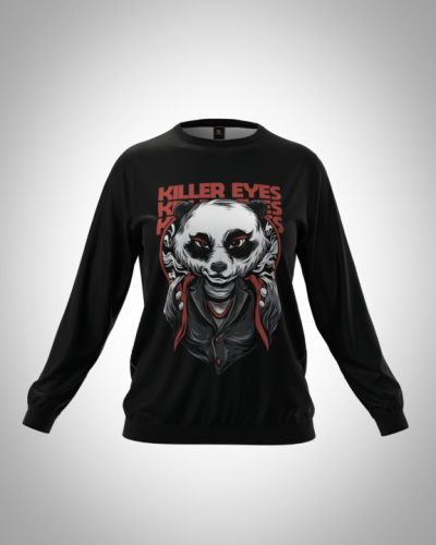 Свитшот  женский "Панда киллер" классический 3D, с круглым воротом