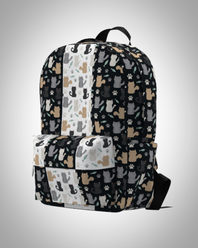 Рюкзак 30*40см "Коты черное белое 3" с укрепленной спинкой и регулируемыми лямками