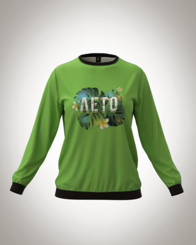 Свитшот  женский "Лето в тропиках" классический 3D, с круглым воротом