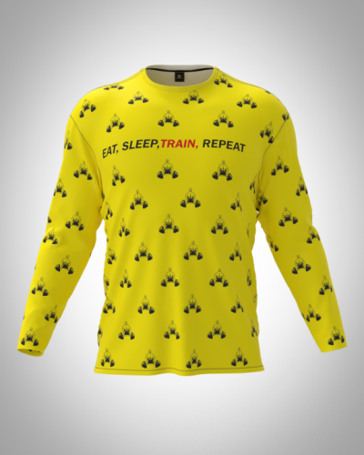 Лонгслив мужской "eat sleep train" классический 3D, футболка с длинным рукавом