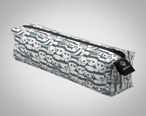 Пенал 20*5*5см "Панда 2" школьный, удобный, на молнии 