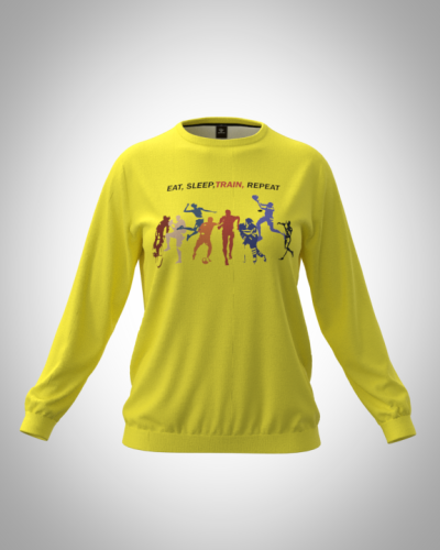Свитшот  женский "Eat sleep train крупно" классический 3D, с круглым воротом