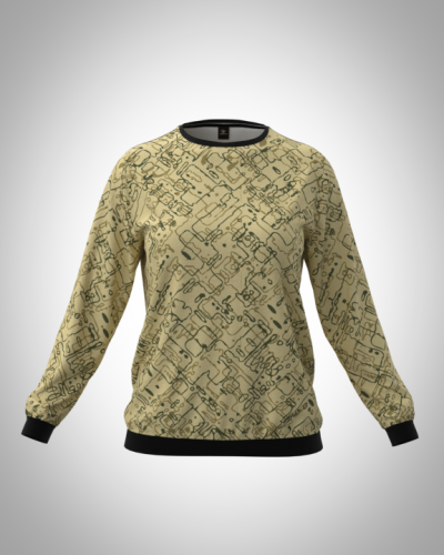 Свитшот  женский "Хаки 6" классический 3D, с круглым воротом