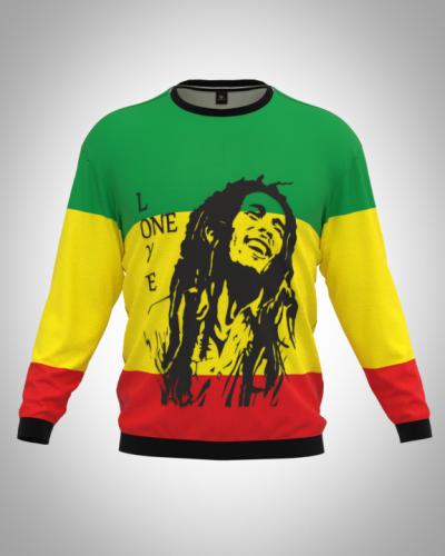 Свитшот  мужской "Боб Марли love" классический 3D, с круглым воротом