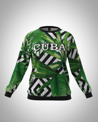 Свитшот  женский "Куба лето" классический 3D, с круглым воротом