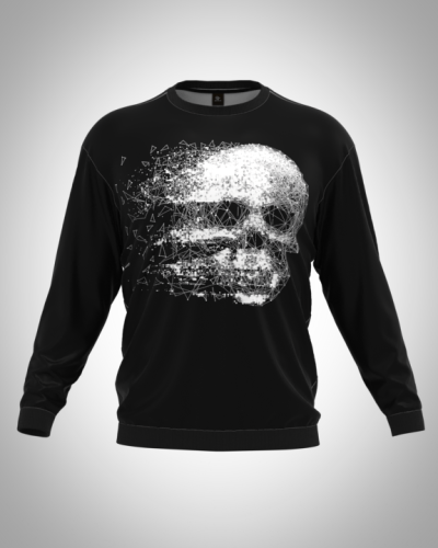 Свитшот  мужской "Геометрия в черепе" классический 3D, с круглым воротом