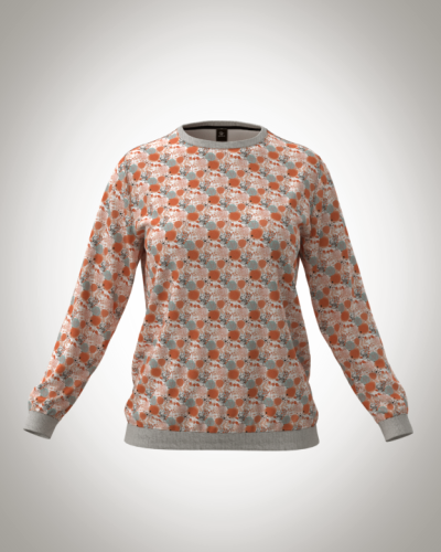 Свитшот  женский "Оранжевая симфония" классический 3D, с круглым воротом