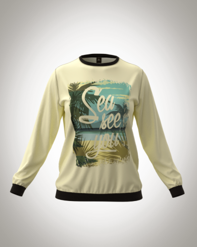 Свитшот  женский "Sea see you" классический 3D, с круглым воротом