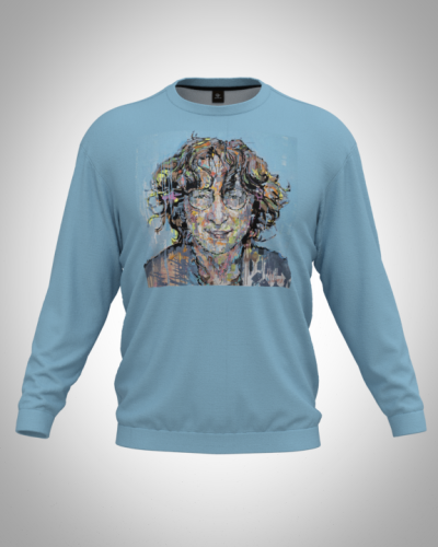 Свитшот  мужской "Ленон на голубом" классический 3D, с круглым воротом
