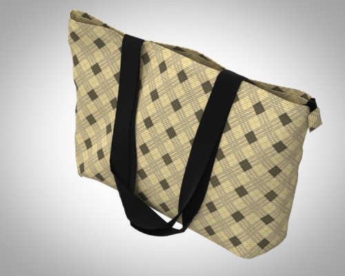 Сумка пляжная "Клетка беж" повседневная, унисекс