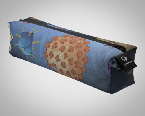 Пенал 20*5*5см "Вирусы" школьный, удобный, на молнии 