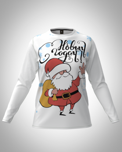 Лонгслив женский "Дед Мороз" классический 3D, туника, футболка с длинным рукавом