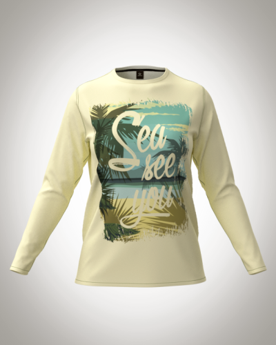 Лонгслив женский "sea see you" классический 3D, туника, футболка с длинным рукавом