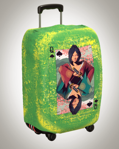 Чехол на чемодан "Карта гейши в зелени"