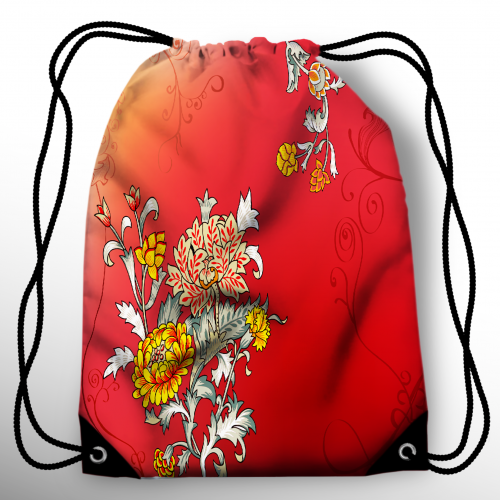 Мешок-рюкзак "Цветы на красном" 35*40см, школьный, спортивный мешок
