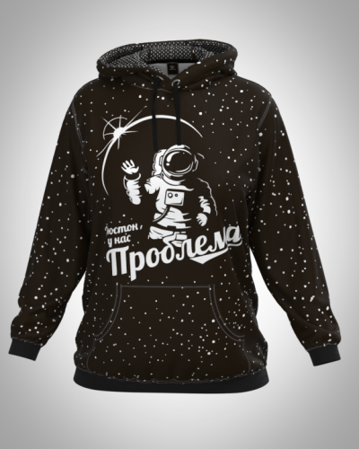 Толстовка женская  "Космонавт " классическая 3D, с капюшоном, большим карманом кенгуру