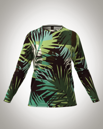 Лонгслив женский "тропики пальмы" классический 3D, туника, футболка с длинным рукавом