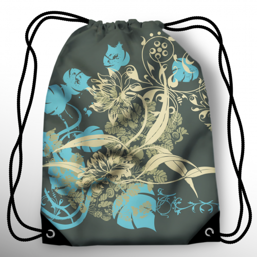 Мешок-рюкзак "Золотые цветы" 35*40см, школьный, спортивный мешок