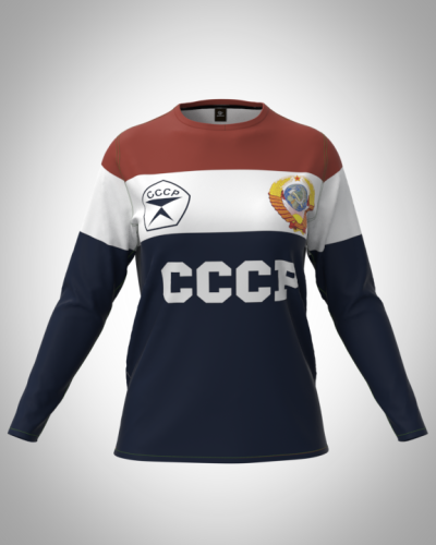 Лонгслив женский "СССР на триколоре" классический 3D, туника, футболка с длинным рукавом