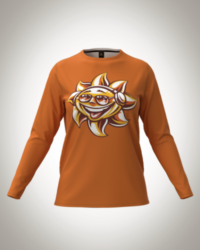 Лонгслив женский "солнце лето на оранжевом" классический 3D, туника, футболка с длинным рукавом