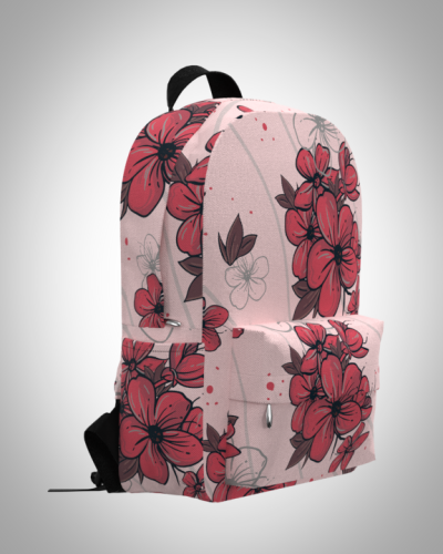 Рюкзак 30*40см  "цветы на розовом" с укрепленной спинкой и регулируемыми лямками