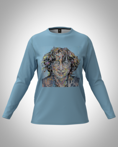 Лонгслив женский "Ленон на голубом" классический 3D, туника, футболка с длинным рукавом