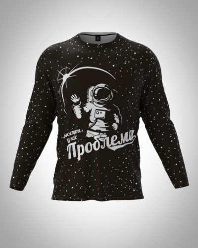 Лонгслив мужской "Космонавт" классический 3D, футболка с длинным рукавом