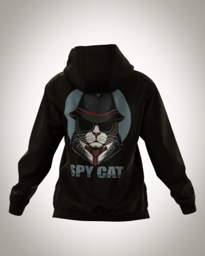 Толстовка женская на молнии "Гангстер кот /spy cat" классическая 3D, с капюшоном, двумя карманами