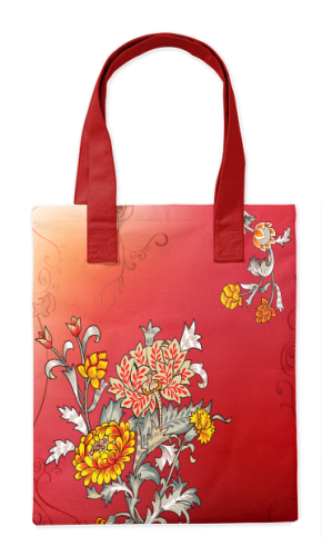Шоппер Цветы на красном 35*40см сумка повседневная с цветочным принтом