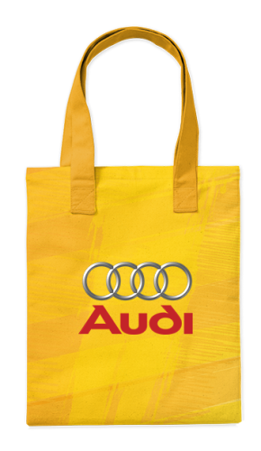 Шоппер Audi на жёлтом 35*40см сумка повседневная  - простая, но удобная