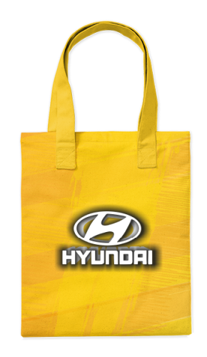 Шоппер Hyundai на жёлтом 35*40см сумка повседневная  - простая, но удобная