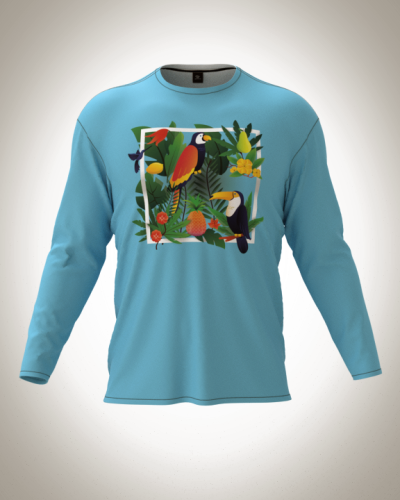 Лонгслив мужской "Какаду и фрукты" классический 3D, футболка с длинным рукавом