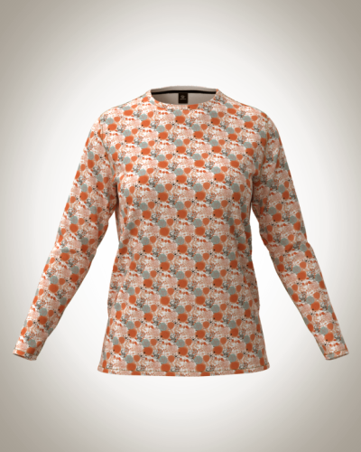 Лонгслив женский "оранжевая симфония" классический 3D, туника, футболка с длинным рукавом